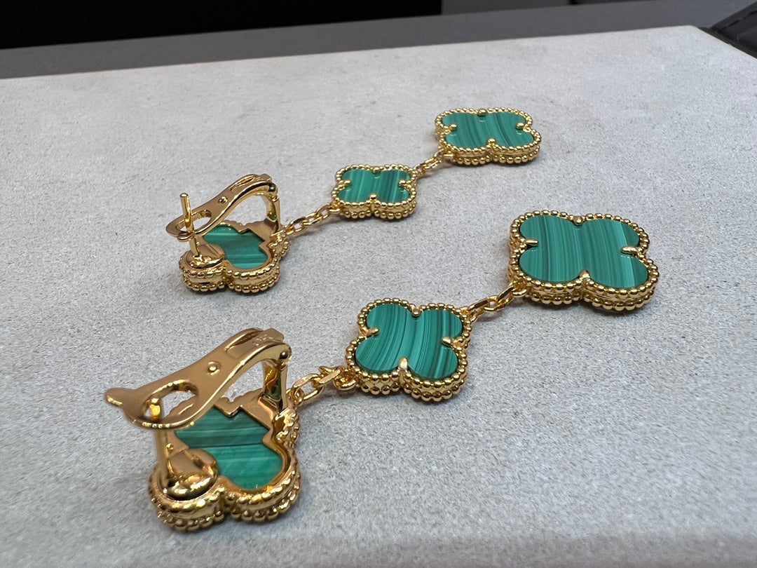 [Amore]CLOVER MALACHITE 3 MOTIFS GOLD