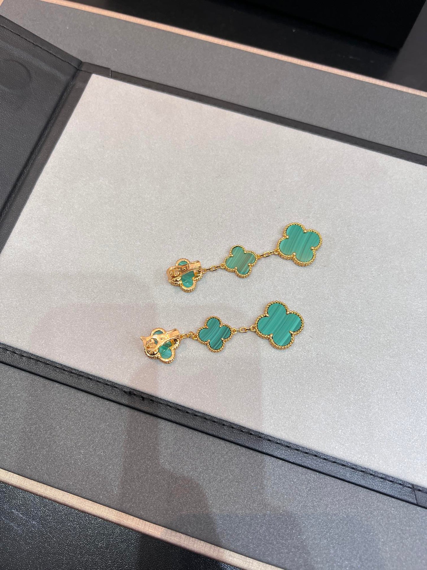 [Amore]CLOVER MALACHITE 3 MOTIFS GOLD
