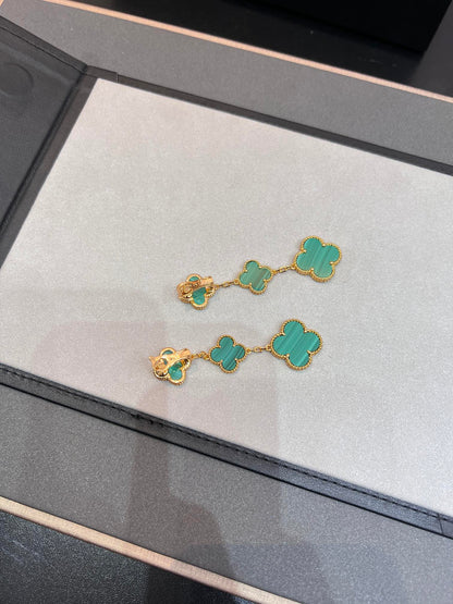 [Amore]CLOVER MALACHITE 3 MOTIFS GOLD