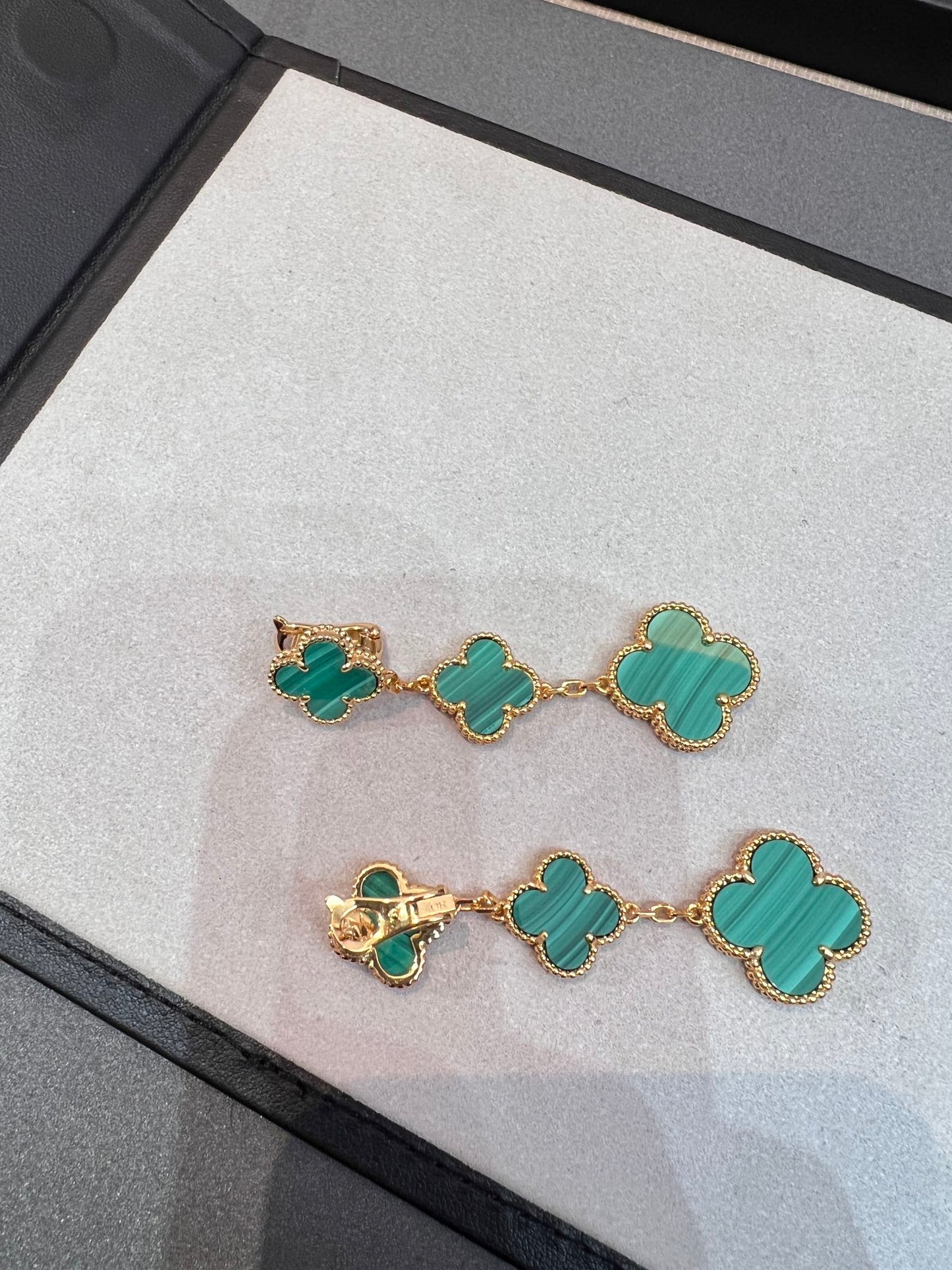 [Amore]CLOVER MALACHITE 3 MOTIFS GOLD