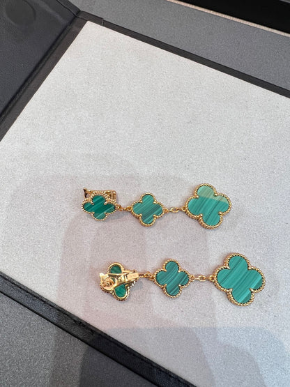 [Amore]CLOVER MALACHITE 3 MOTIFS GOLD