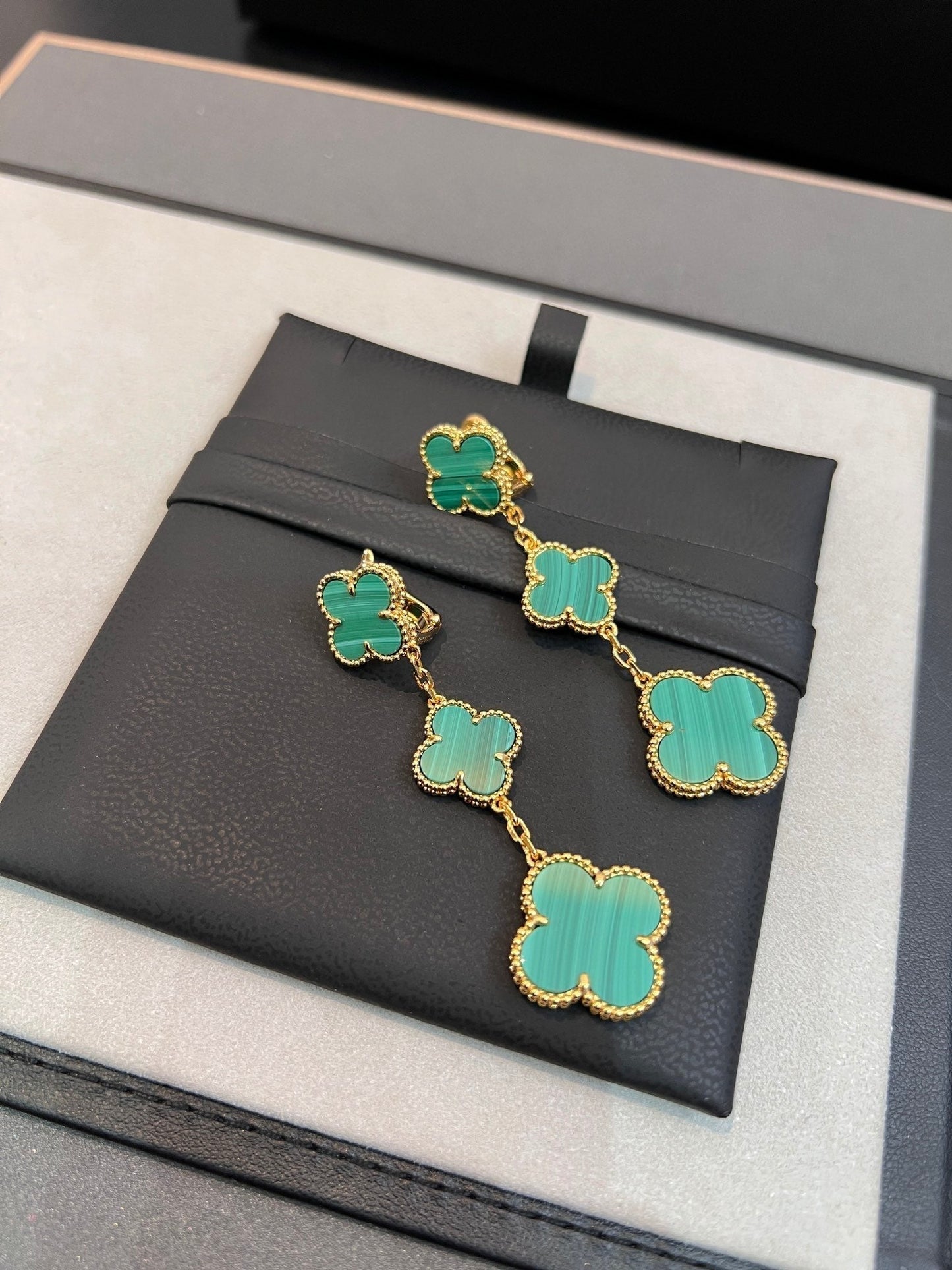 [Amore]CLOVER MALACHITE 3 MOTIFS GOLD
