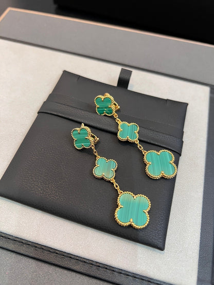 [Amore]CLOVER MALACHITE 3 MOTIFS GOLD