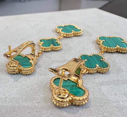 [Amore]CLOVER MALACHITE 3 MOTIFS GOLD
