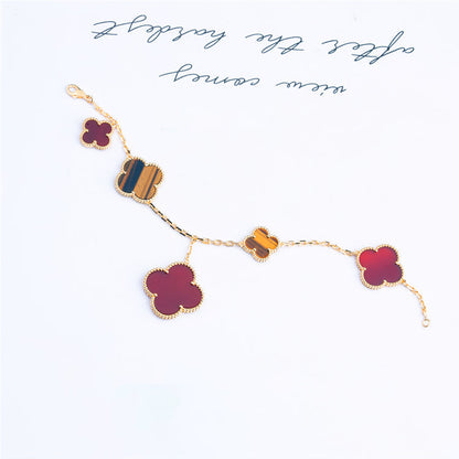 [Amore]CLOVER BRACELET 5 MOTIFS CARNELIAN TIGER EYE