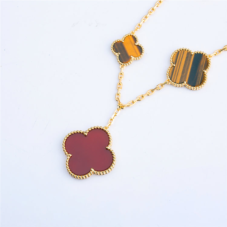 [Amore]CLOVER BRACELET 5 MOTIFS CARNELIAN TIGER EYE