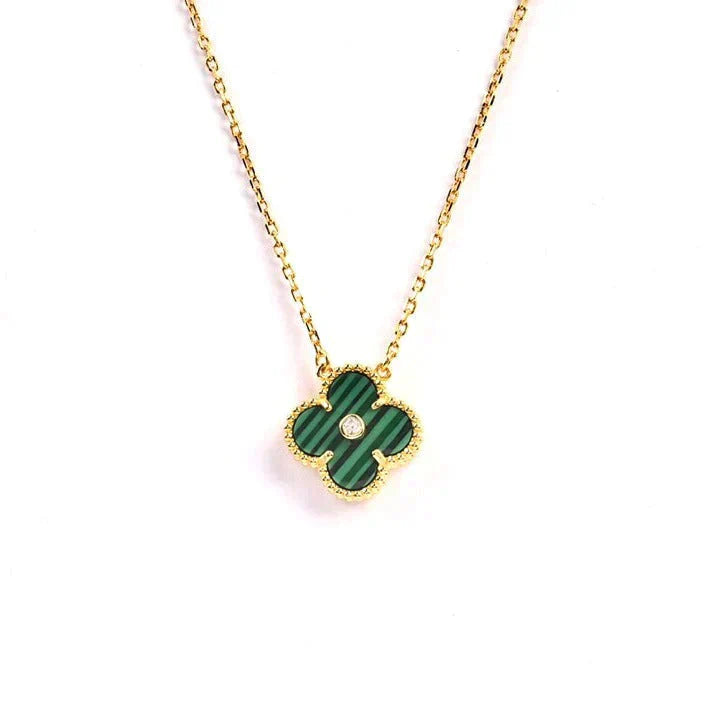 [Amore]CLOVER 15MM DIAMOND TURQUOISE NECKLACE