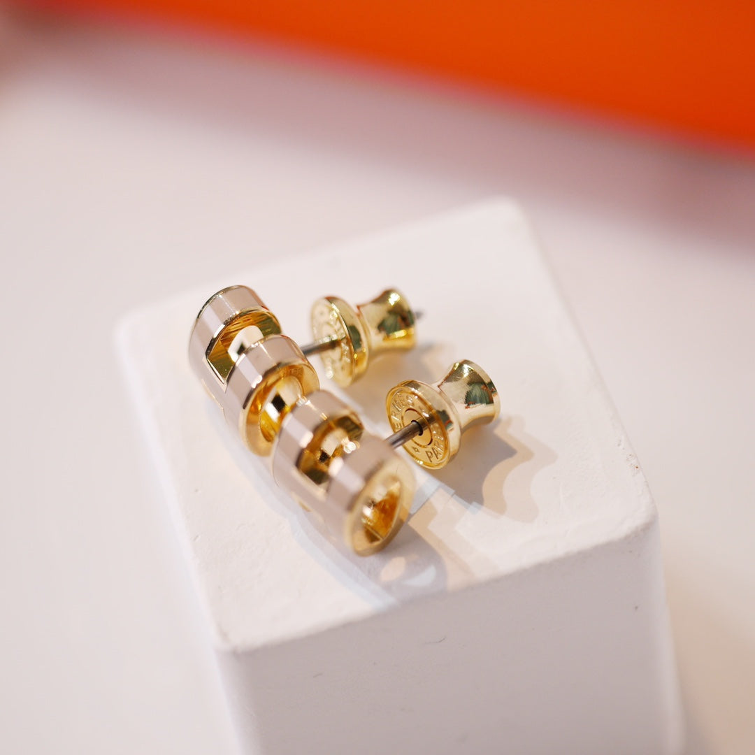 [Amore]MINI POP H GOLD EARRINGS GREY