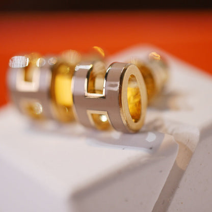 [Amore]MINI POP H GOLD EARRINGS GREY