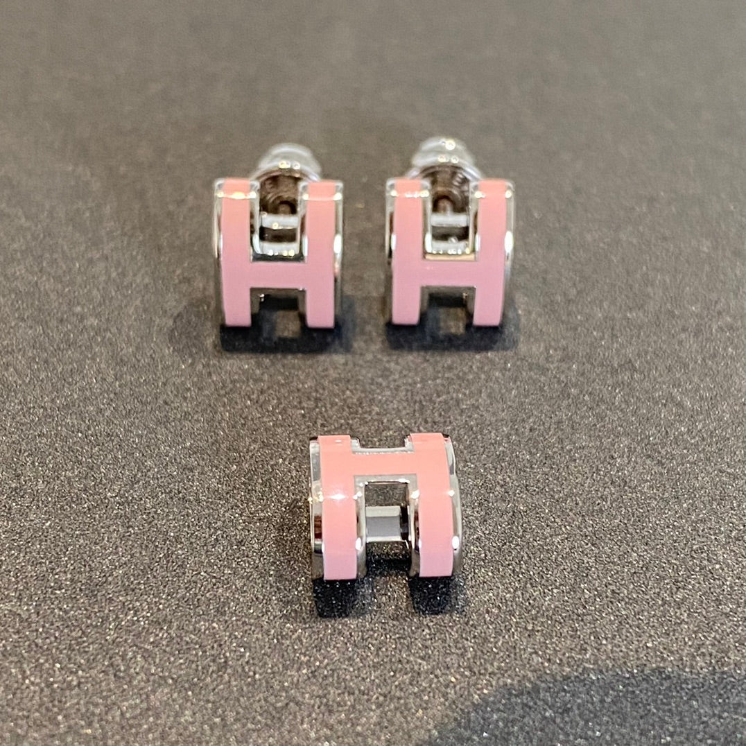 [Amore]MINI POP H SILVER EARRINGS PINK