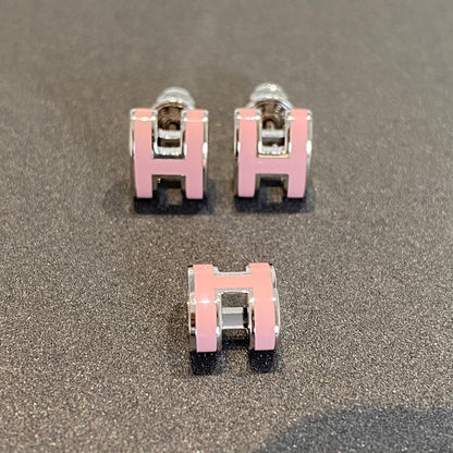 [Amore]MINI POP H SILVER EARRINGS PINK