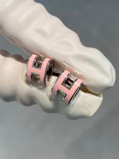 [Amore]MINI POP H SILVER EARRINGS PINK