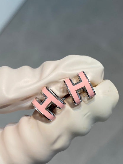 [Amore]MINI POP H SILVER EARRINGS PINK