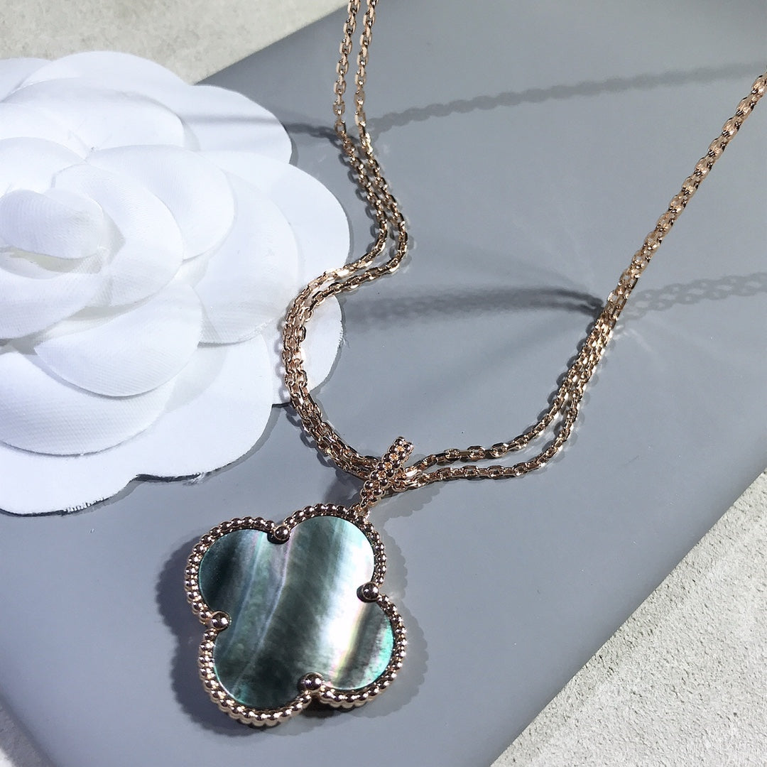 [Amore]CLOVER 25MM GOLD DARK MOP BIG CLOVER NECKLACE