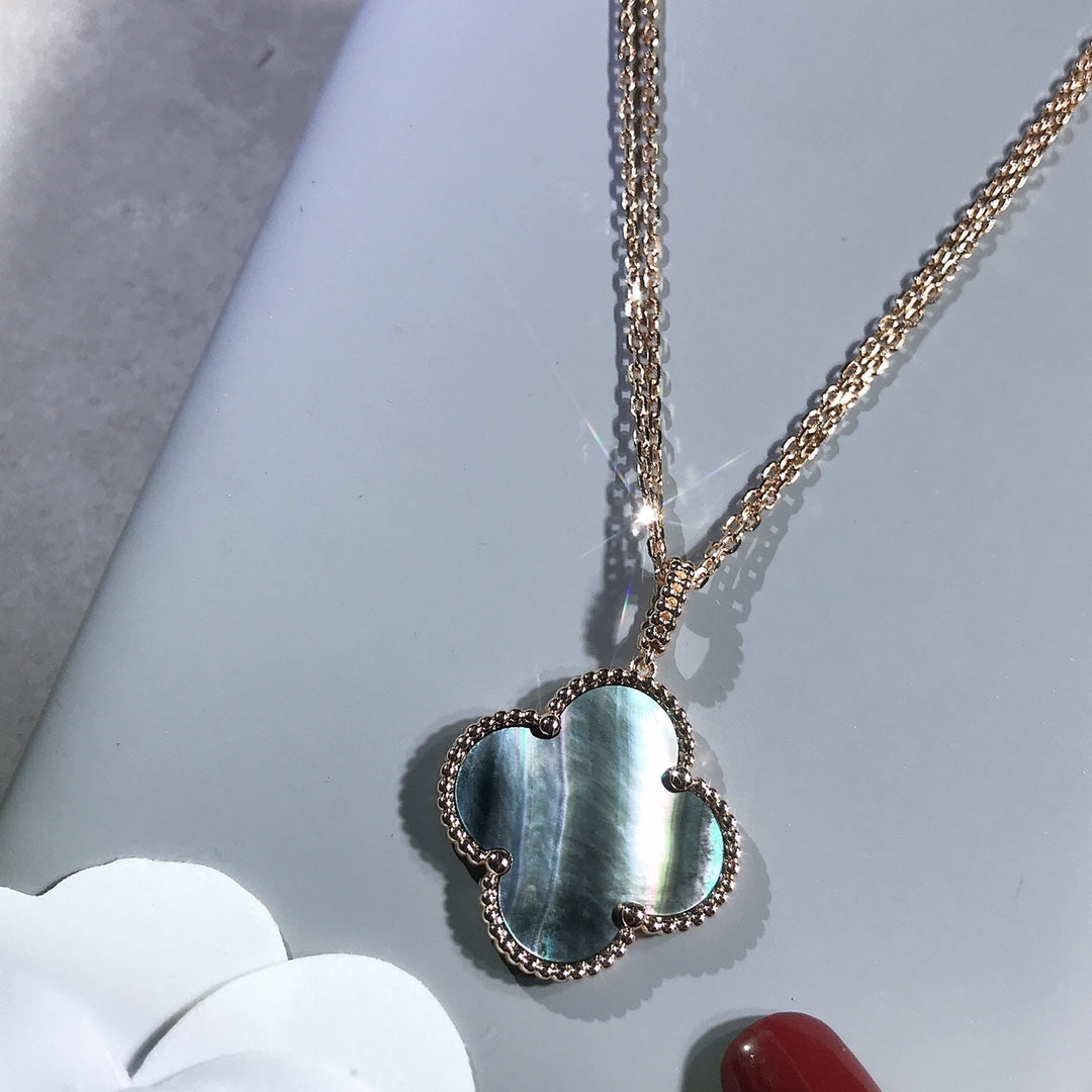 [Amore]CLOVER 25MM GOLD DARK MOP BIG CLOVER NECKLACE