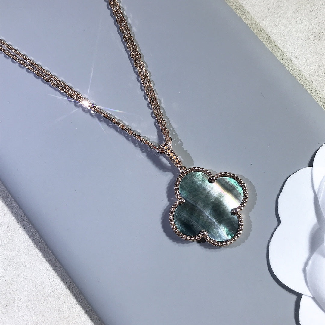 [Amore]CLOVER 25MM GOLD DARK MOP BIG CLOVER NECKLACE