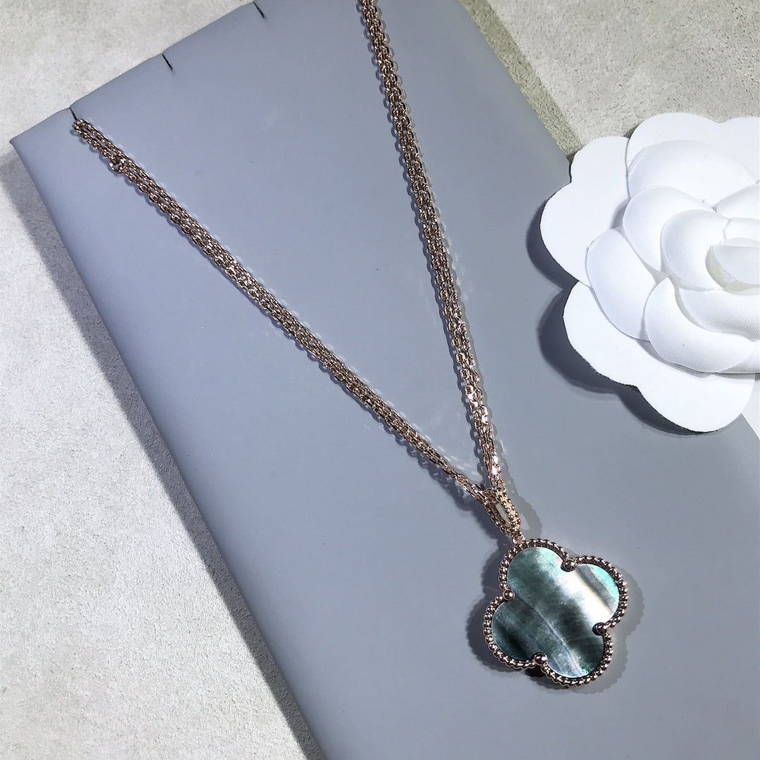[Amore]CLOVER 25MM GOLD DARK MOP BIG CLOVER NECKLACE