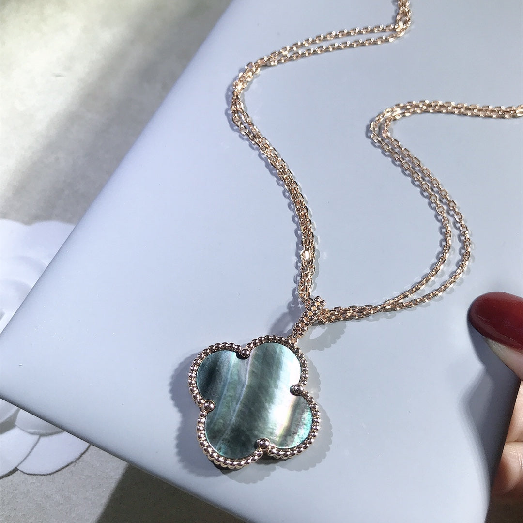 [Amore]CLOVER 25MM GOLD DARK MOP BIG CLOVER NECKLACE