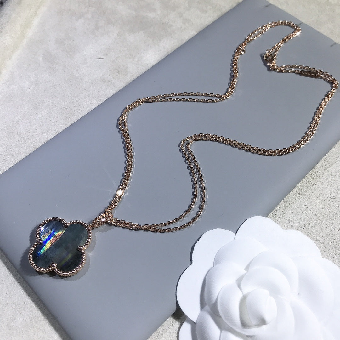 [Amore]CLOVER 25MM GOLD DARK MOP BIG CLOVER NECKLACE