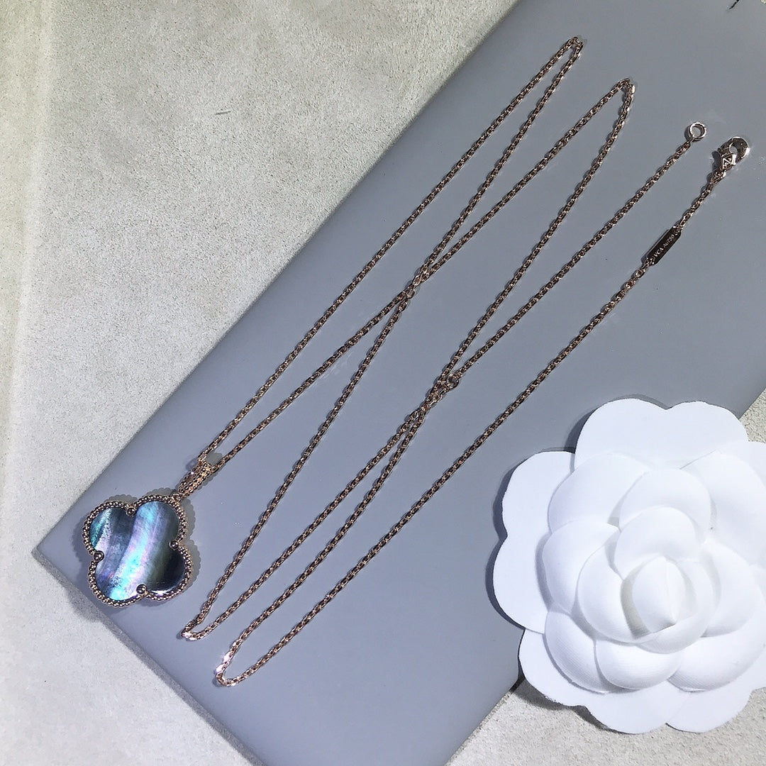 [Amore]CLOVER 25MM GOLD DARK MOP BIG CLOVER NECKLACE