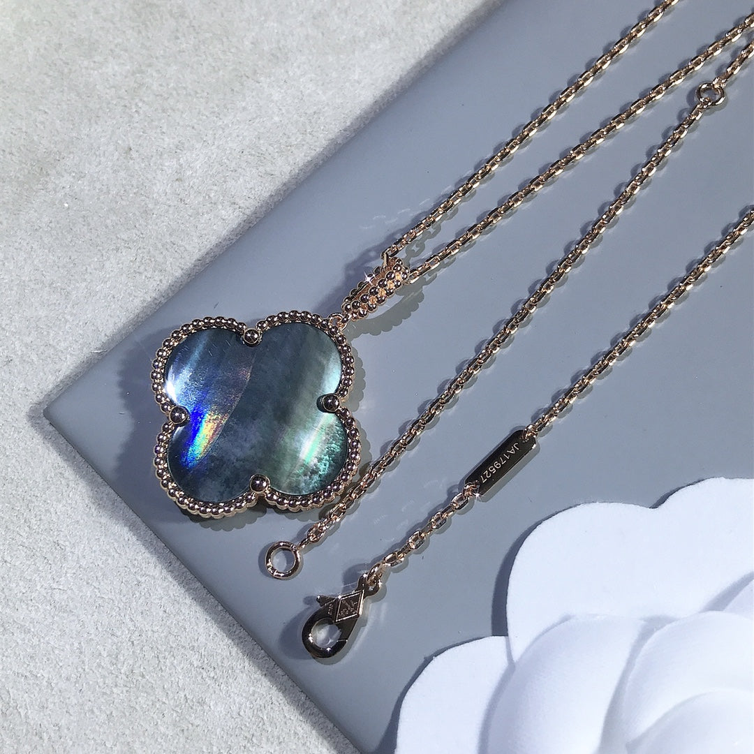 [Amore]CLOVER 25MM GOLD DARK MOP BIG CLOVER NECKLACE