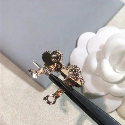 [Amore]CLOVER MEDIUM 1 MOTIFS  PINK MOP DIAMOND EARRINGS