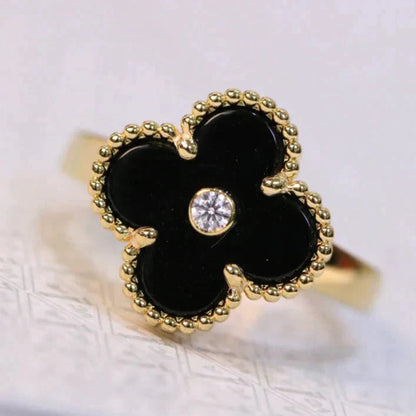 [Amore]CLOVER ONYX RING GOLD DIAMOND