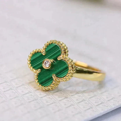 [Amore]CLOVER MALACHITE RING GOLD DIAMOND