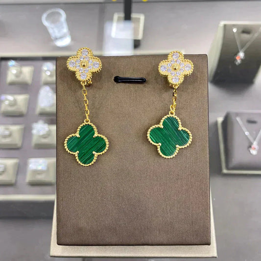 [Amore]CLOVER  2 MOTIFS  DIAMOND  EARRINGS (MULTIPLE CHOICESç´