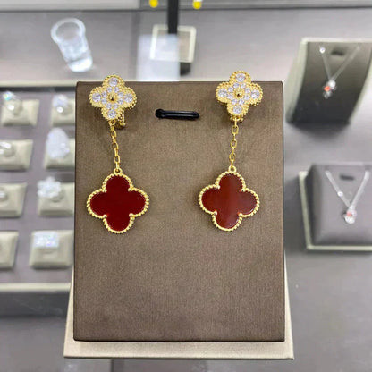[Amore]CLOVER  2 MOTIFS  DIAMOND  EARRINGS (MULTIPLE CHOICESç´