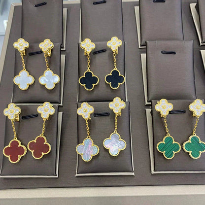 [Amore]CLOVER  2 MOTIFS  DIAMOND  EARRINGS (MULTIPLE CHOICESç´
