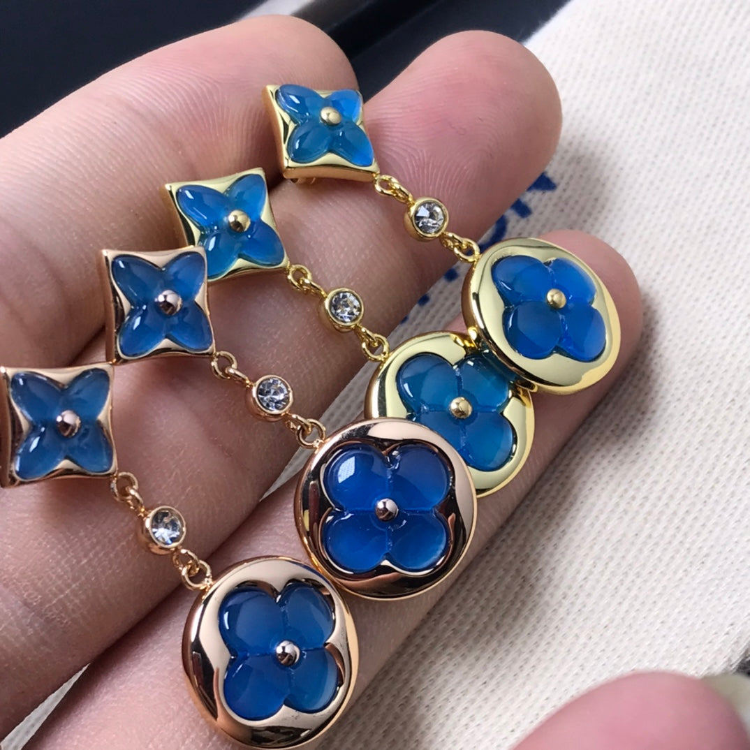 [Amore]STAR AND SUN AGATE DIAMOND EARRINGS