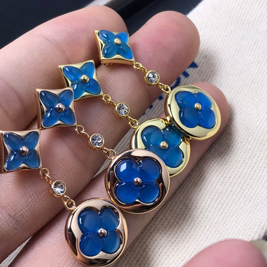 [Amore]STAR AND SUN AGATE DIAMOND EARRINGS