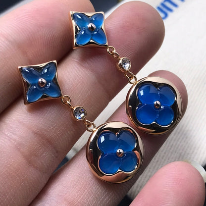 [Amore]STAR AND SUN AGATE DIAMOND EARRINGS