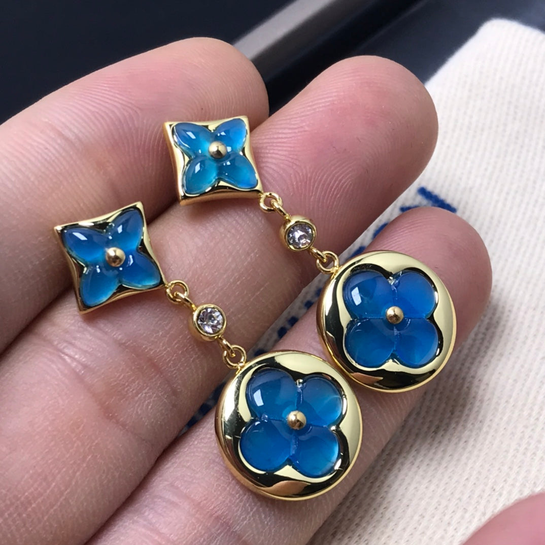 [Amore]STAR AND SUN AGATE DIAMOND EARRINGS