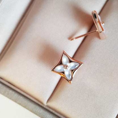 [Amore]STAR MOP PINK GOLD EARRINGS
