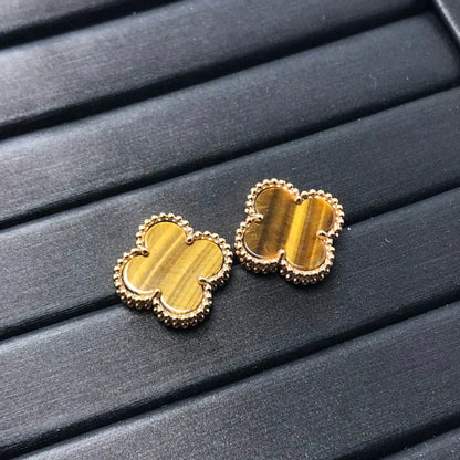 [Amore]CLOVER MEDIUM 1 MOTIFS TIGER EYE EARRINGS