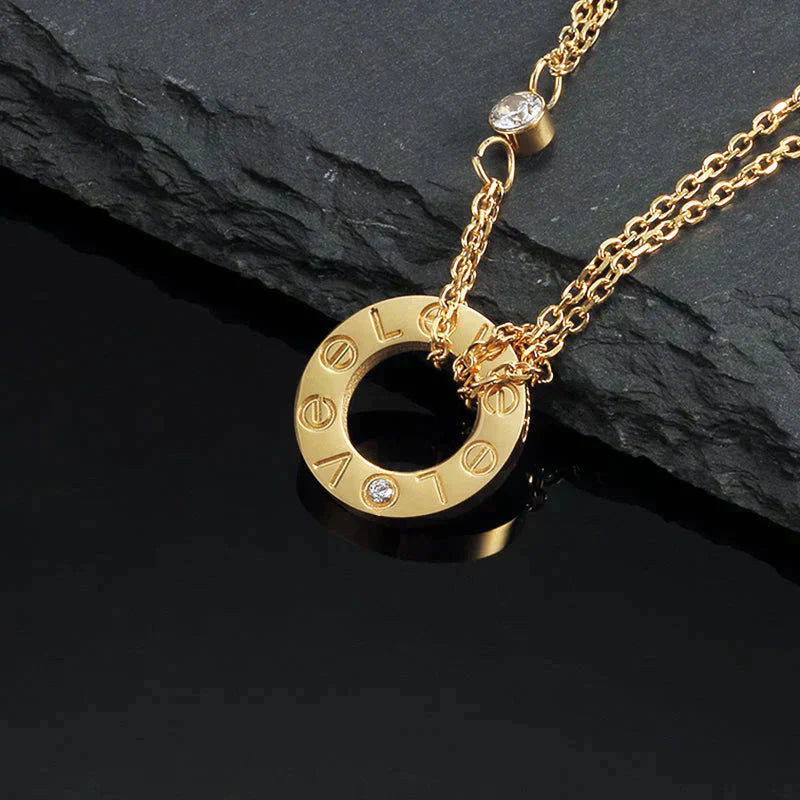 [Amore]LOVE NECKLACE 16MM 2 DIAMONDS
