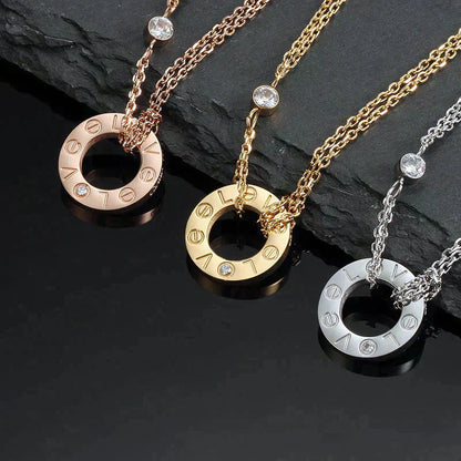 [Amore]LOVE NECKLACE 16MM 2 DIAMONDS