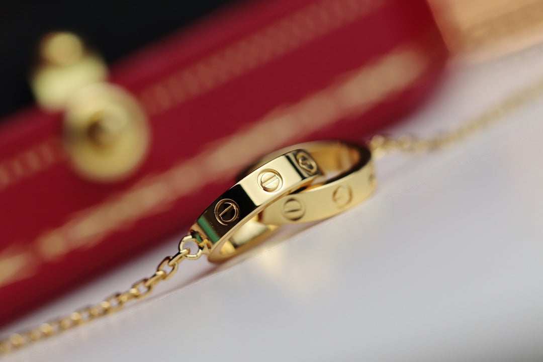 [Amore]LOVE NECKLACE DOUBLE RING GOLD