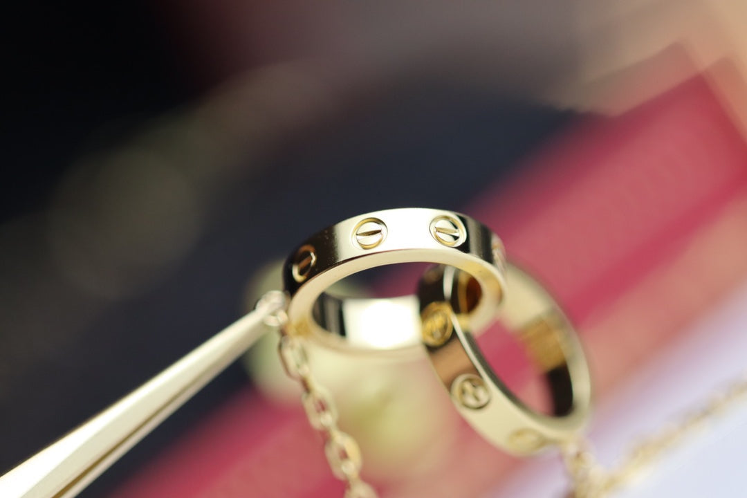 [Amore]LOVE NECKLACE DOUBLE RING GOLD