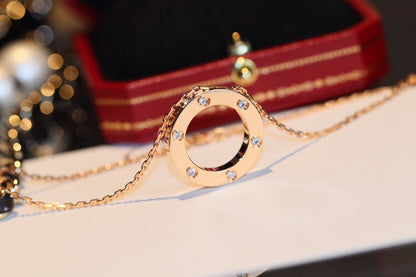 [Amore]LOVE NECKLACE 16MM 6 DIAMONDS PINK GOLD