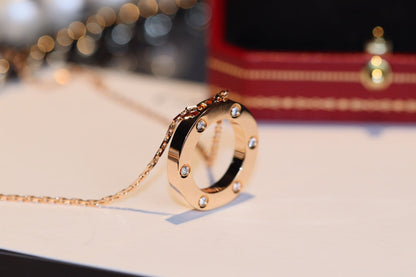 [Amore]LOVE NECKLACE 16MM 6 DIAMONDS PINK GOLD