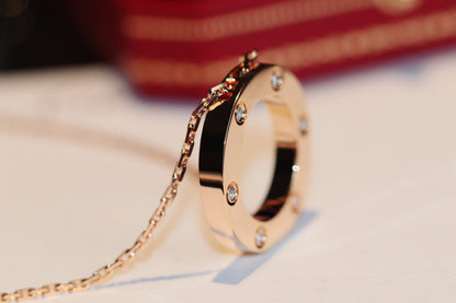 [Amore]LOVE NECKLACE 16MM 6 DIAMONDS PINK GOLD