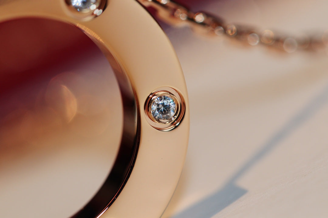 [Amore]LOVE NECKLACE 16MM 6 DIAMONDS PINK GOLD