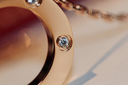[Amore]LOVE NECKLACE 16MM 6 DIAMONDS PINK GOLD