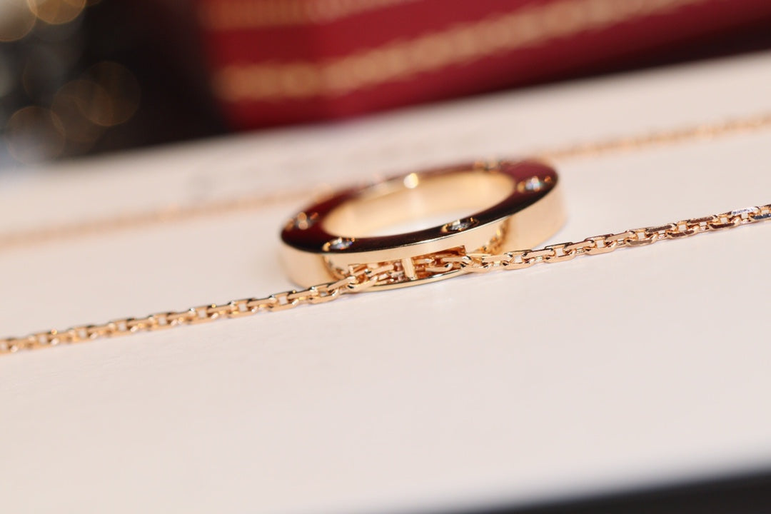 [Amore]LOVE NECKLACE 16MM 6 DIAMONDS PINK GOLD