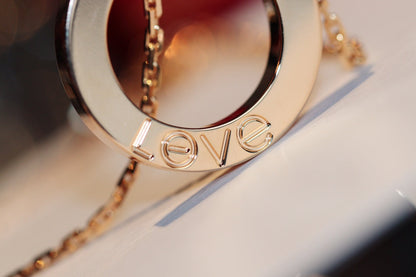 [Amore]LOVE NECKLACE 16MM 6 DIAMONDS PINK GOLD