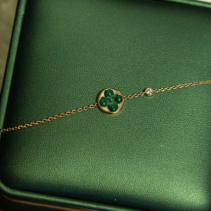 [Amore]SUN MALACHITE 1 DIAMOND PINK GOLD BRACELET