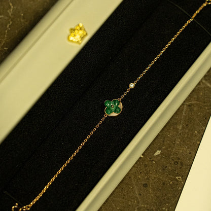 [Amore]SUN MALACHITE 1 DIAMOND PINK GOLD BRACELET